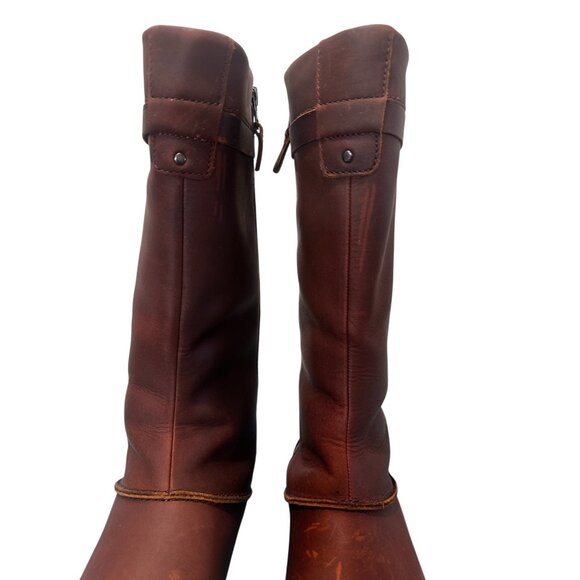 Sold Eddie Bauer Leather Tall Knee High Riding Boots 8 Women Brown Equestrian - Picture 5 of 16